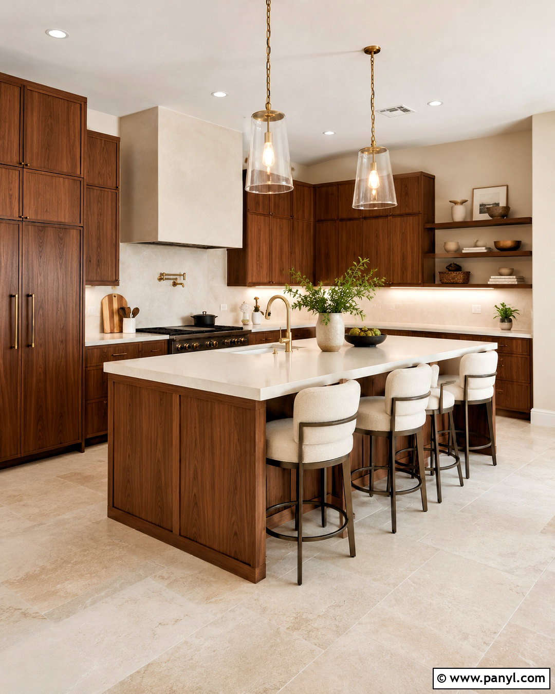 Natural Linen Kitchen With Walnut Cabinets - 40 natural linen sherwin williams walls