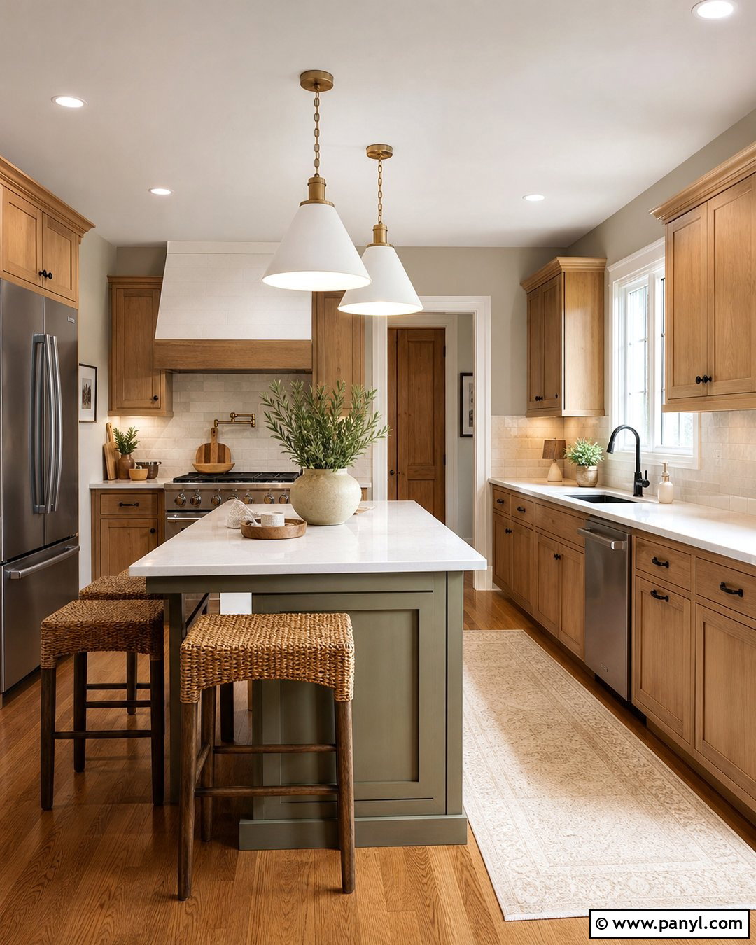 Natural Linen Kitchen With Wood Cabinets - 25 Sherman Williams Natural Linen Walls