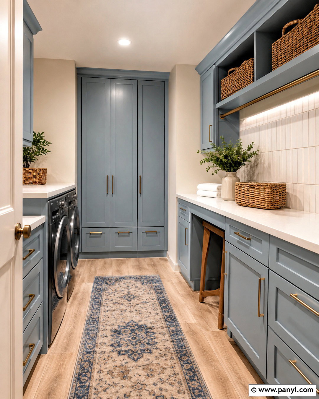 Natural Linen Laundry Room With Blue Cabinets - 20 natural linen sherwin williams ideas