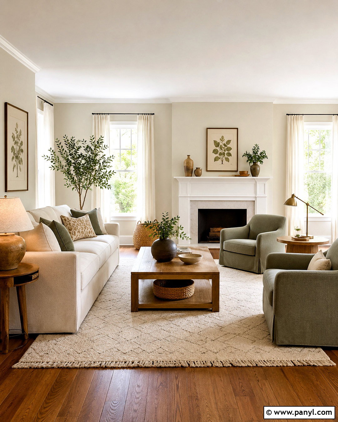 Natural Linen Living Room With Sage Green - 40 natural linen sherwin williams walls