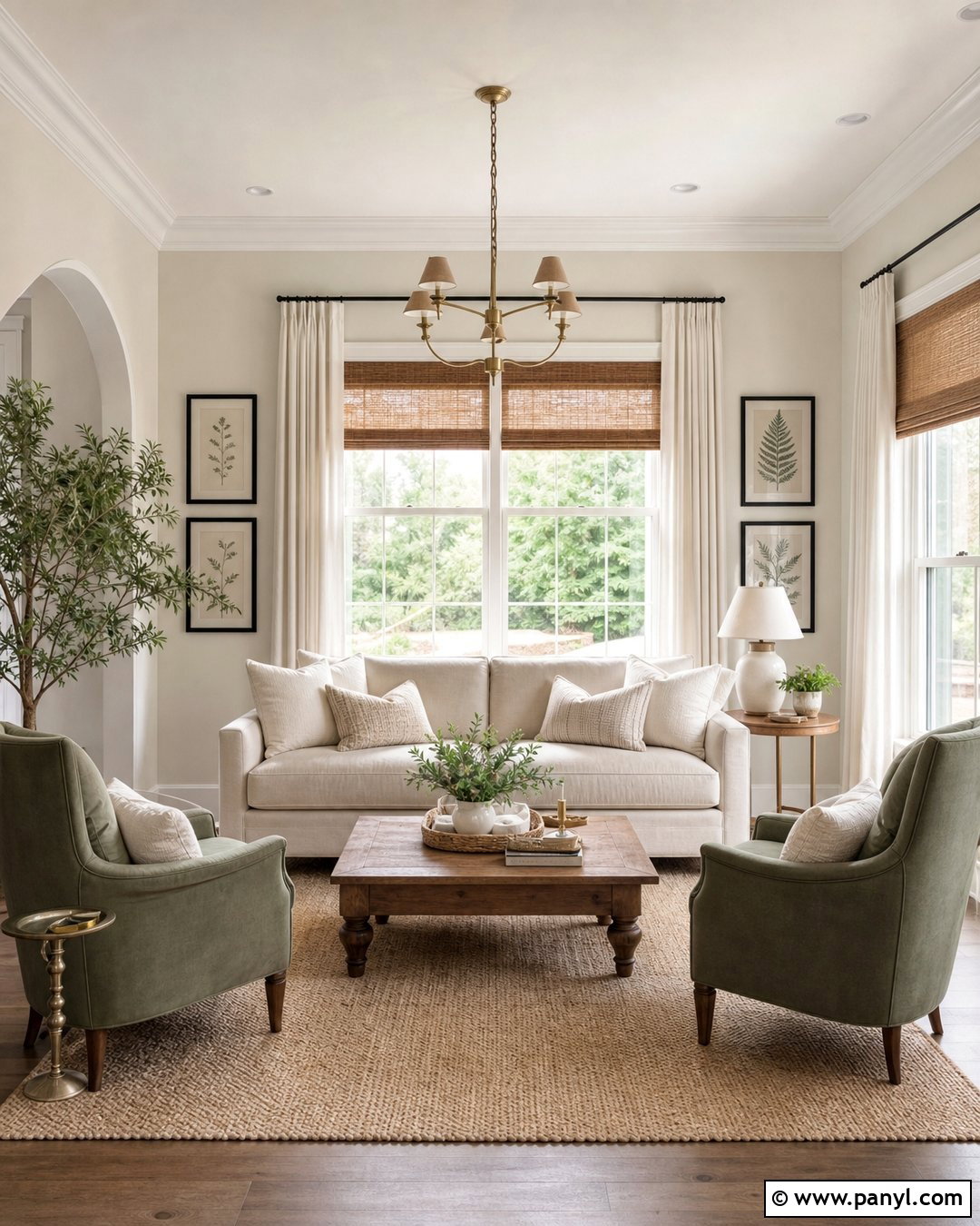 Natural Linen Living Room With Sage Green - 25 Sherman Williams Natural Linen Walls