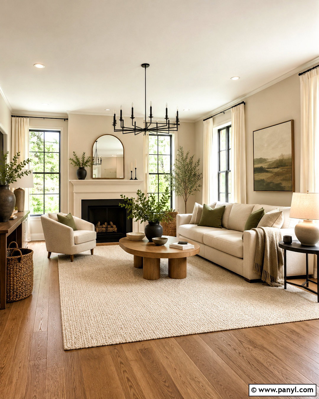 Natural Linen Living Room With White Oak - 40 natural linen sherwin williams walls
