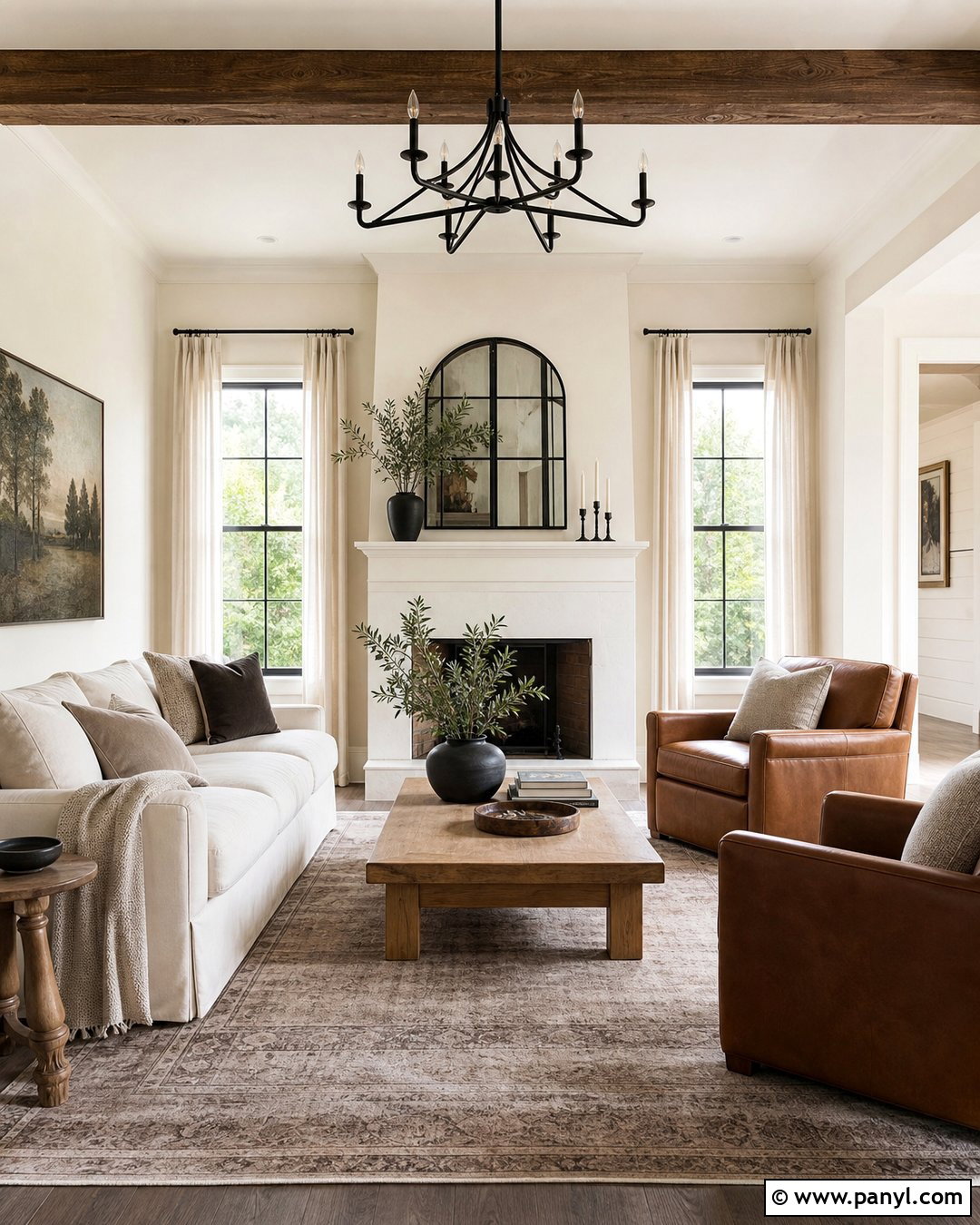 Natural Linen Modern Farmhouse Living Room - 25 Sherman Williams Natural Linen Walls