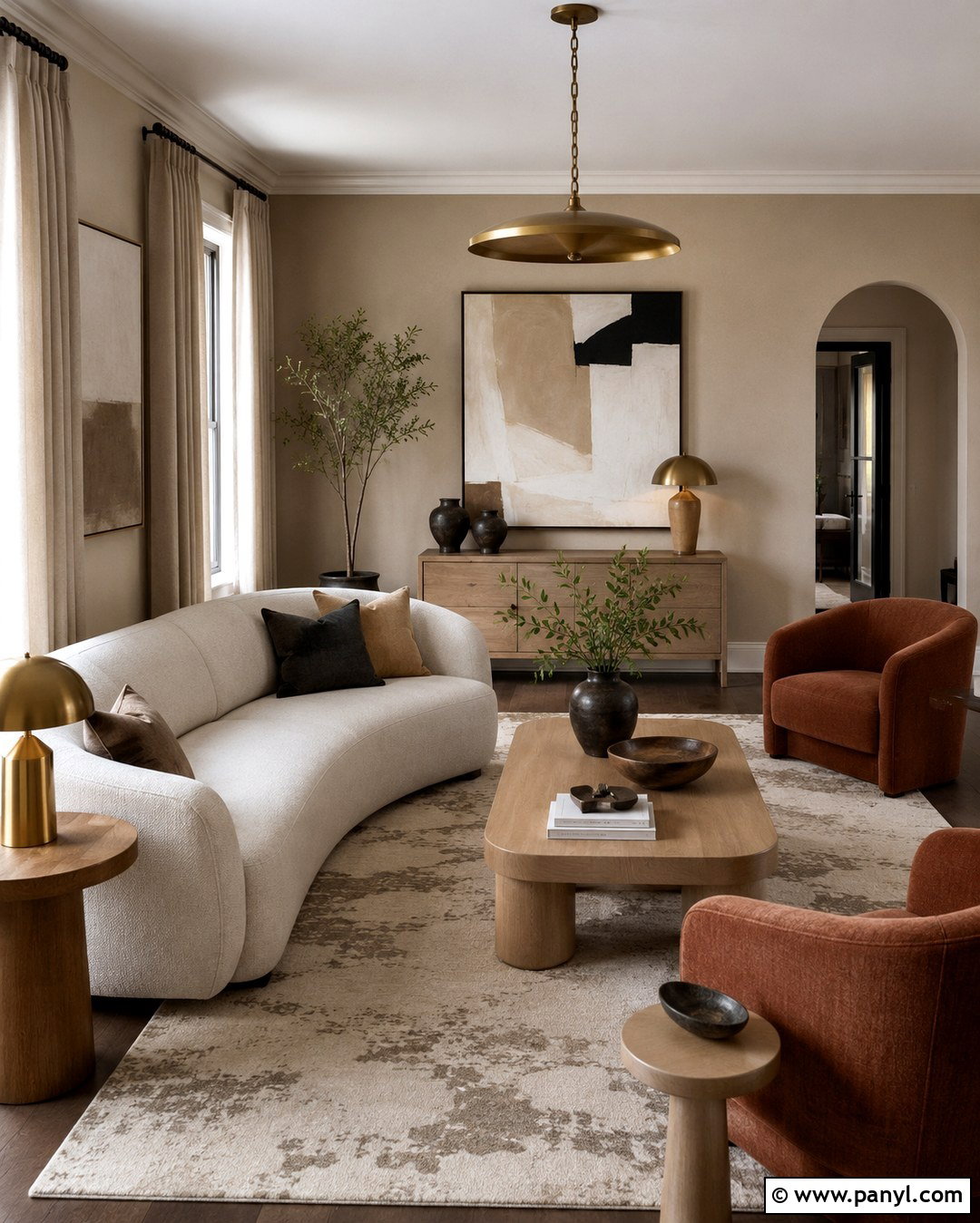 Natural Linen Tan Sitting Room - 20 Tan Wall Paint Colors