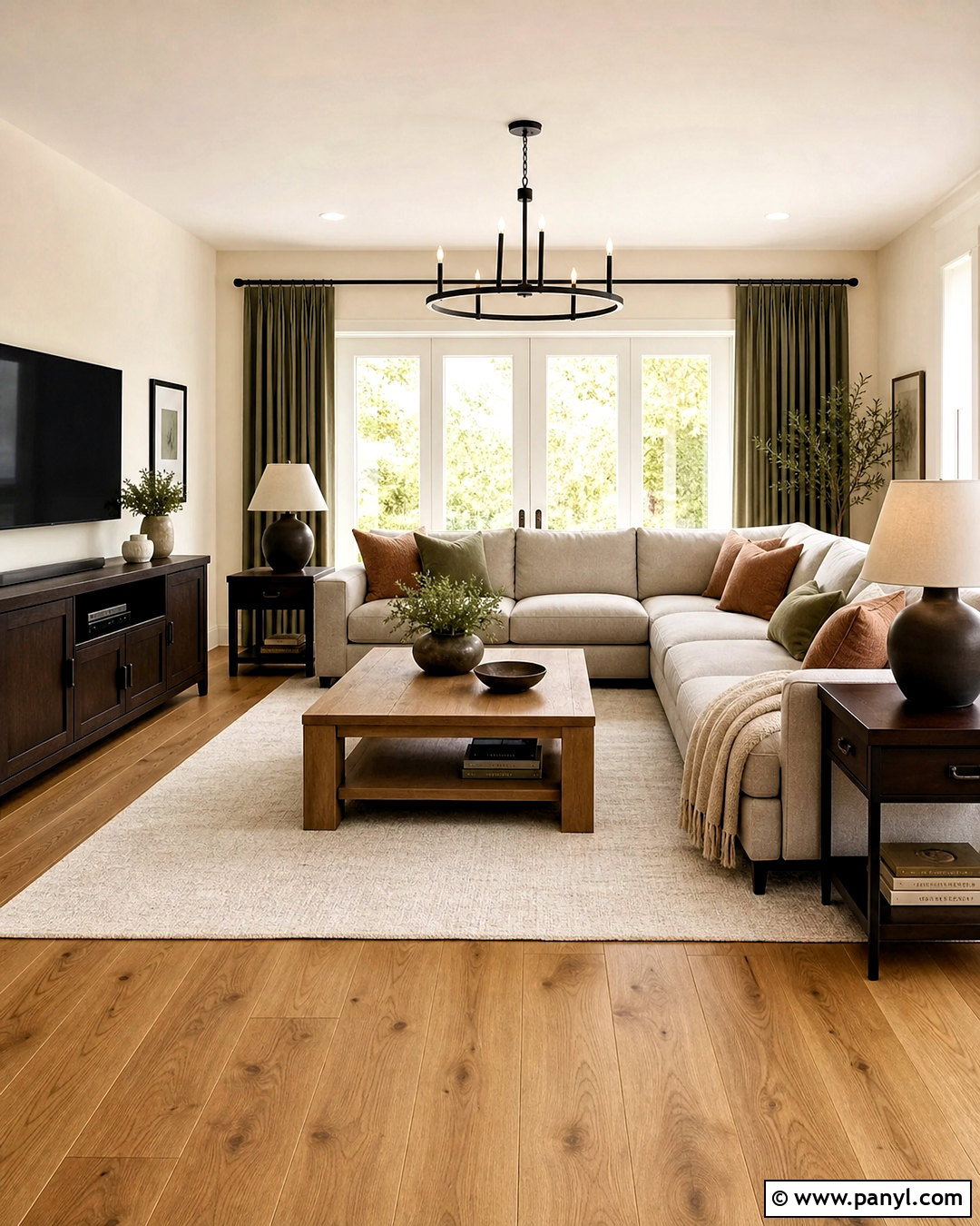Natural Oak And Espresso Living Room - 20 wood tones that go together ideas