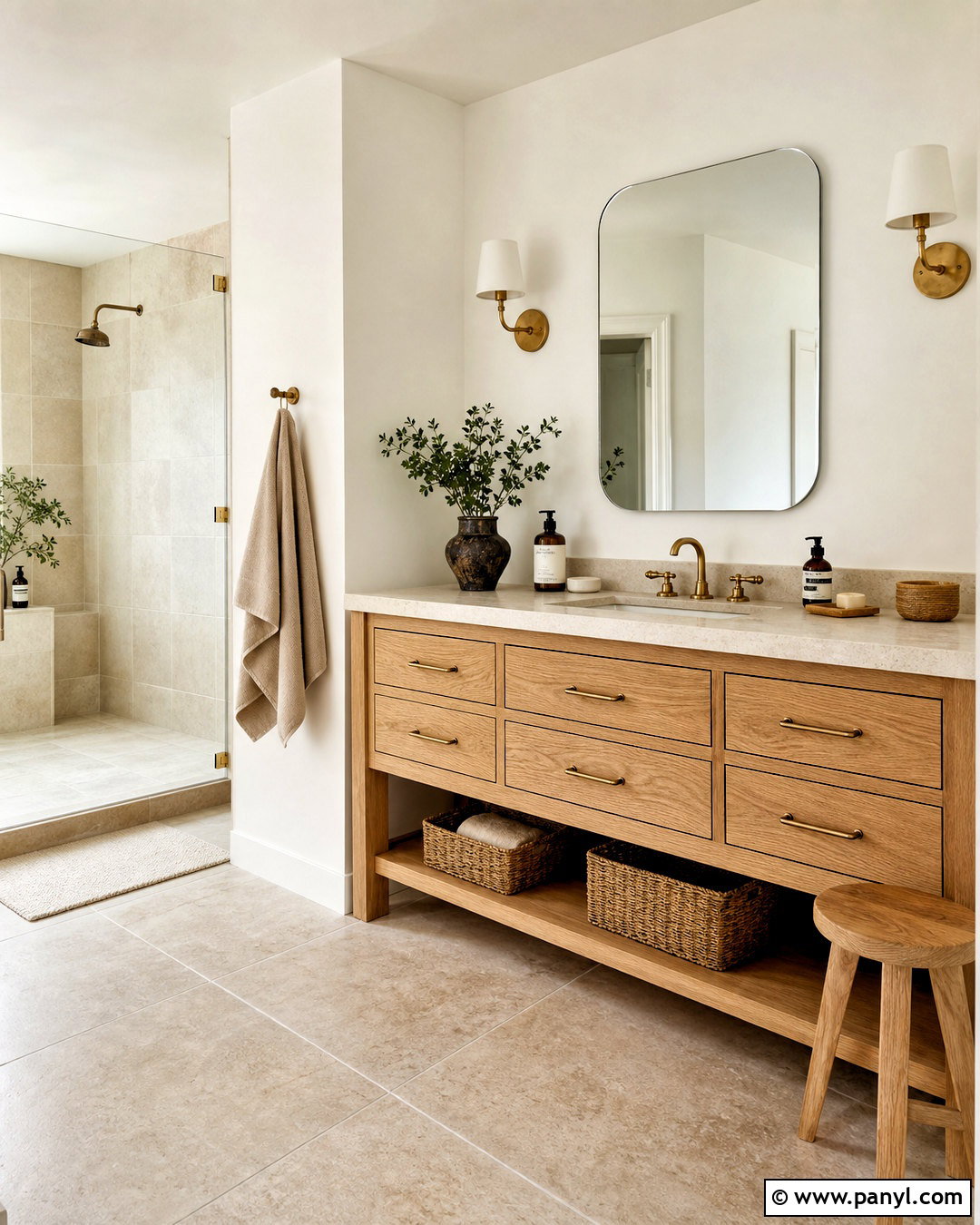 Natural Oak Bathroom Vanity - 20 bathroom vanity color ideas