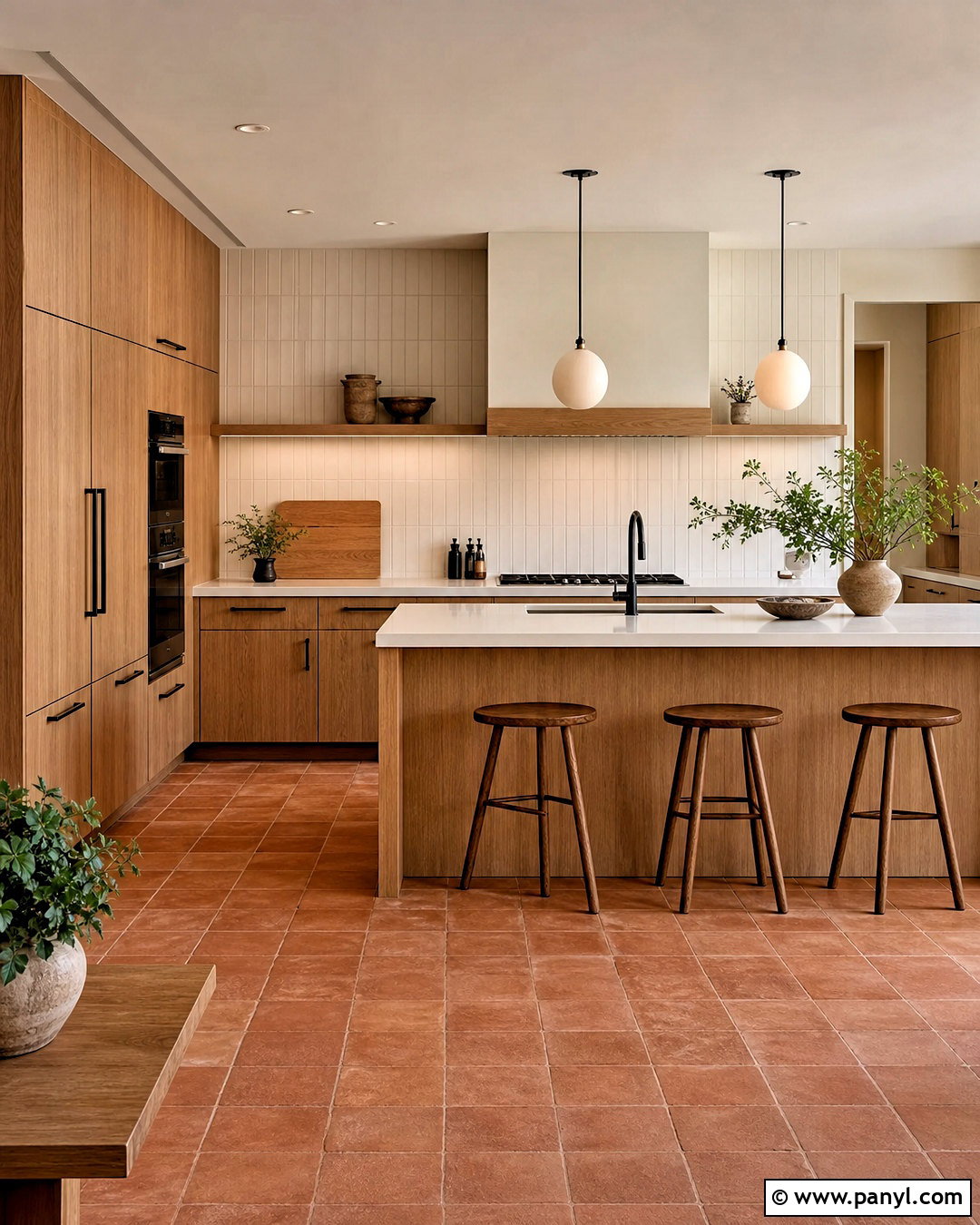 Natural Oak Kitchen With Terra Cotta Tile Floor - 20 kitchen with terra cotta tile floor ideas