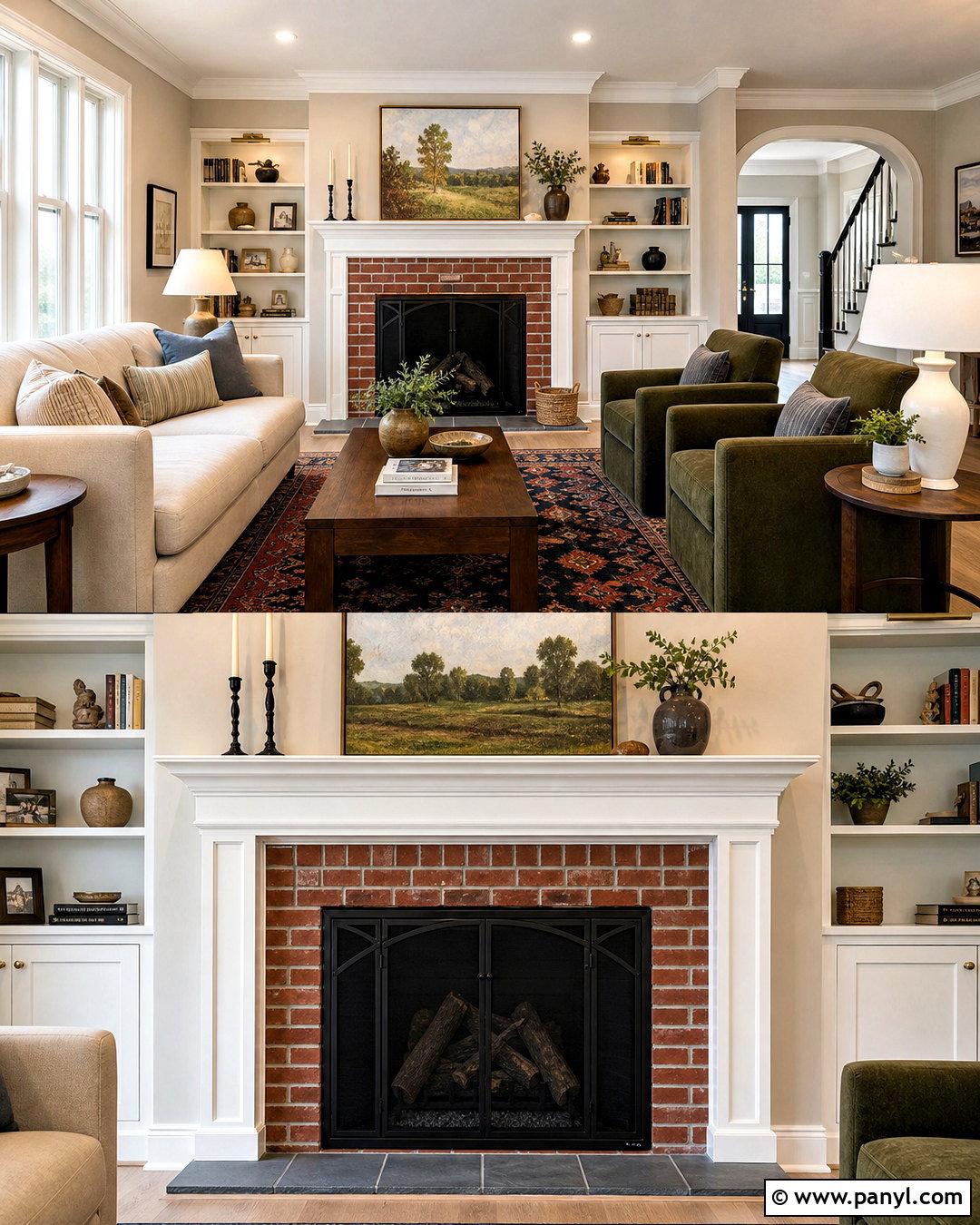 Natural Red Brick Fireplace - 20 fireplace color ideas