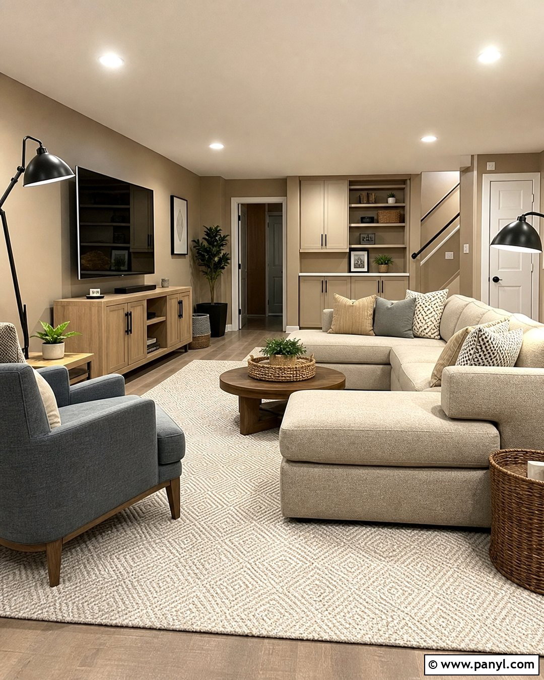 Natural Tan Basement Family Room - 25 Natural Tan Sherwin Williams Walls