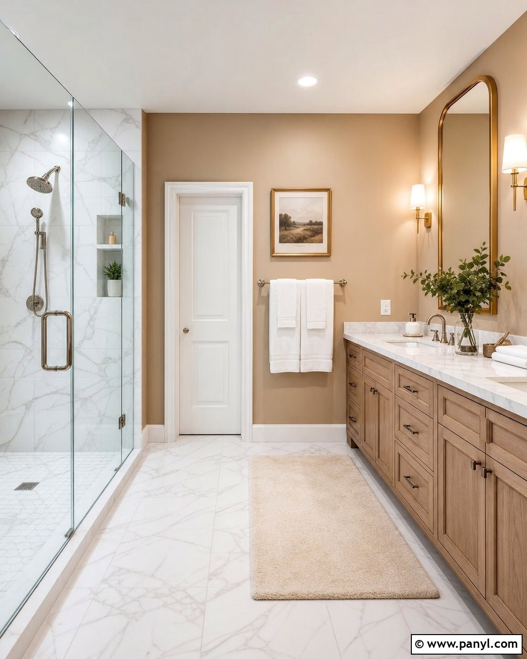Natural Tan Bathroom With White Marble - 25 Natural Tan Sherwin Williams Walls