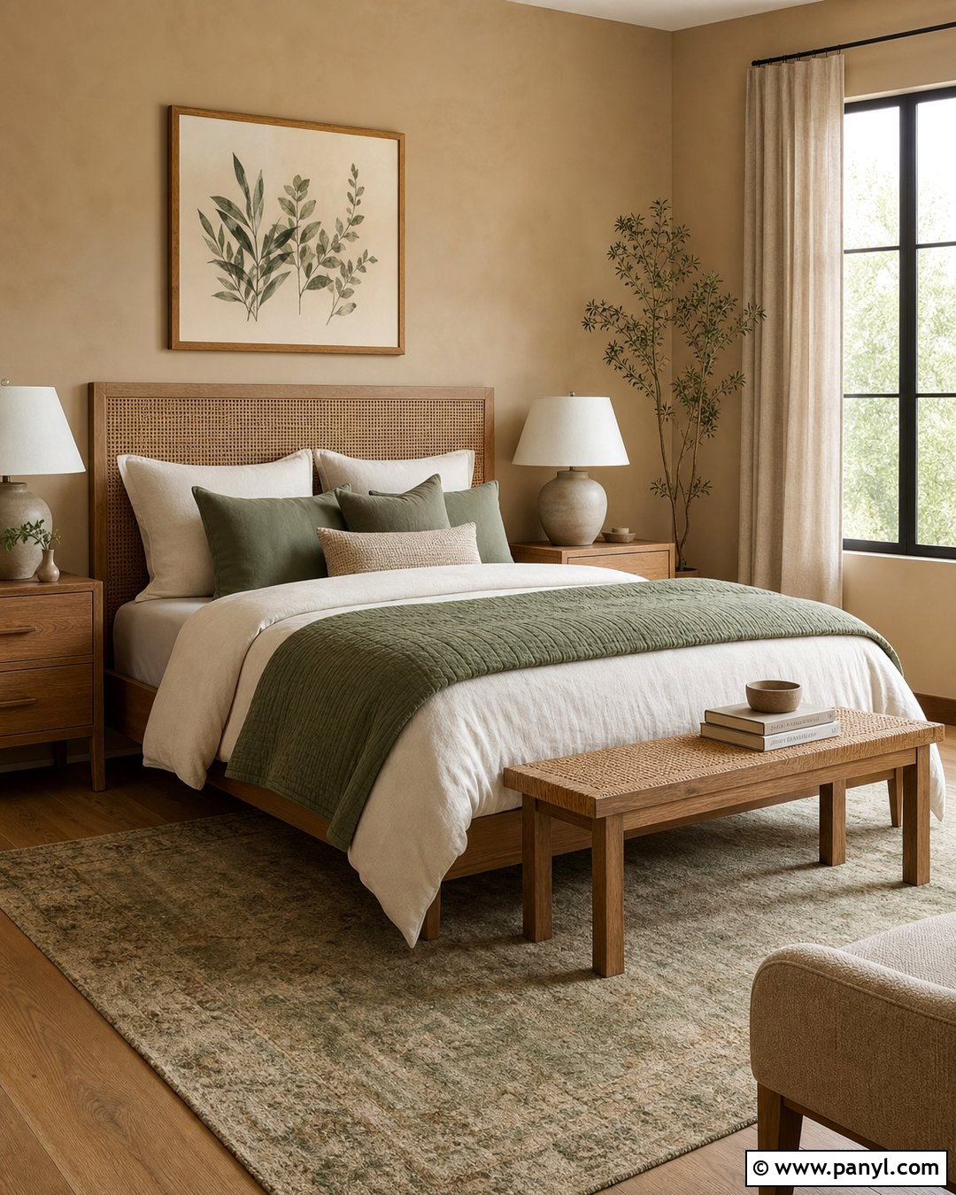 Natural Tan Bedroom With Sage Green Decor - 25 Natural Tan Sherwin Williams Walls