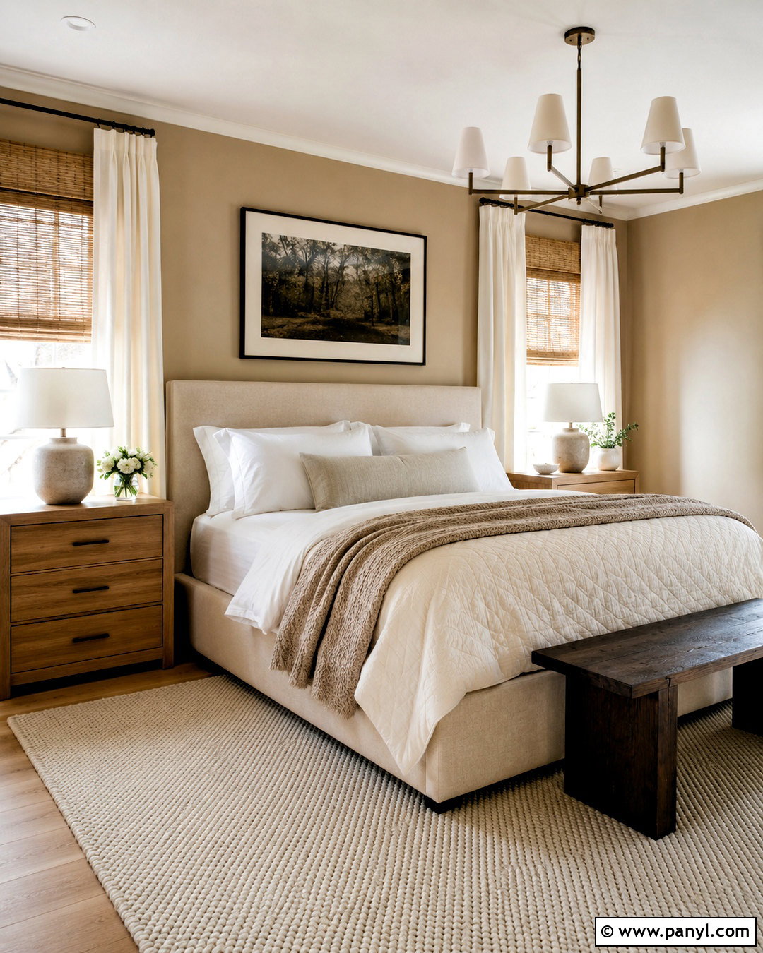 Natural Tan Bedroom With White Bedding - 20 natural tan sherwin williams ideas