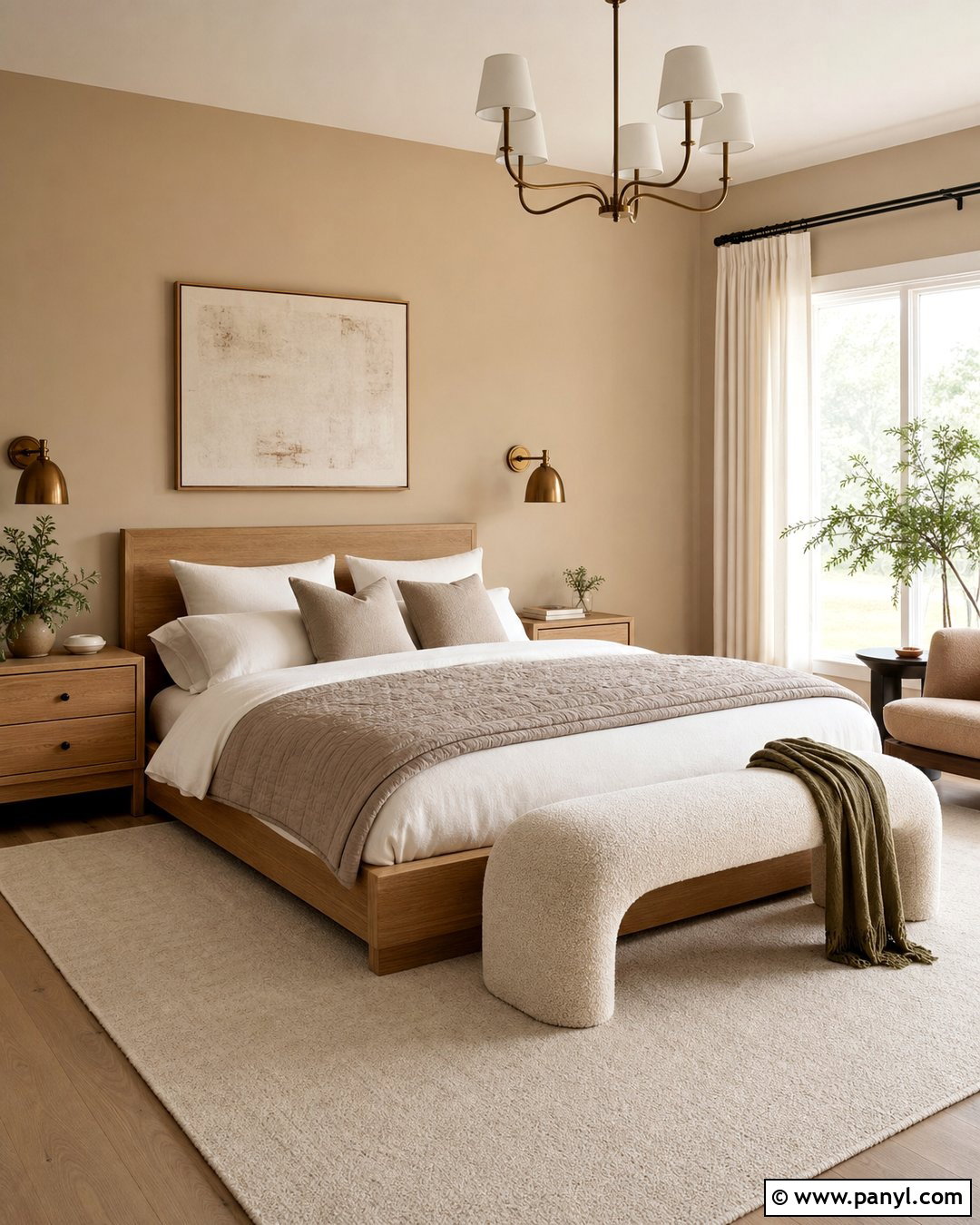 Natural Tan Bedroom With White Oak Furniture - 25 Natural Tan Sherwin Williams Walls
