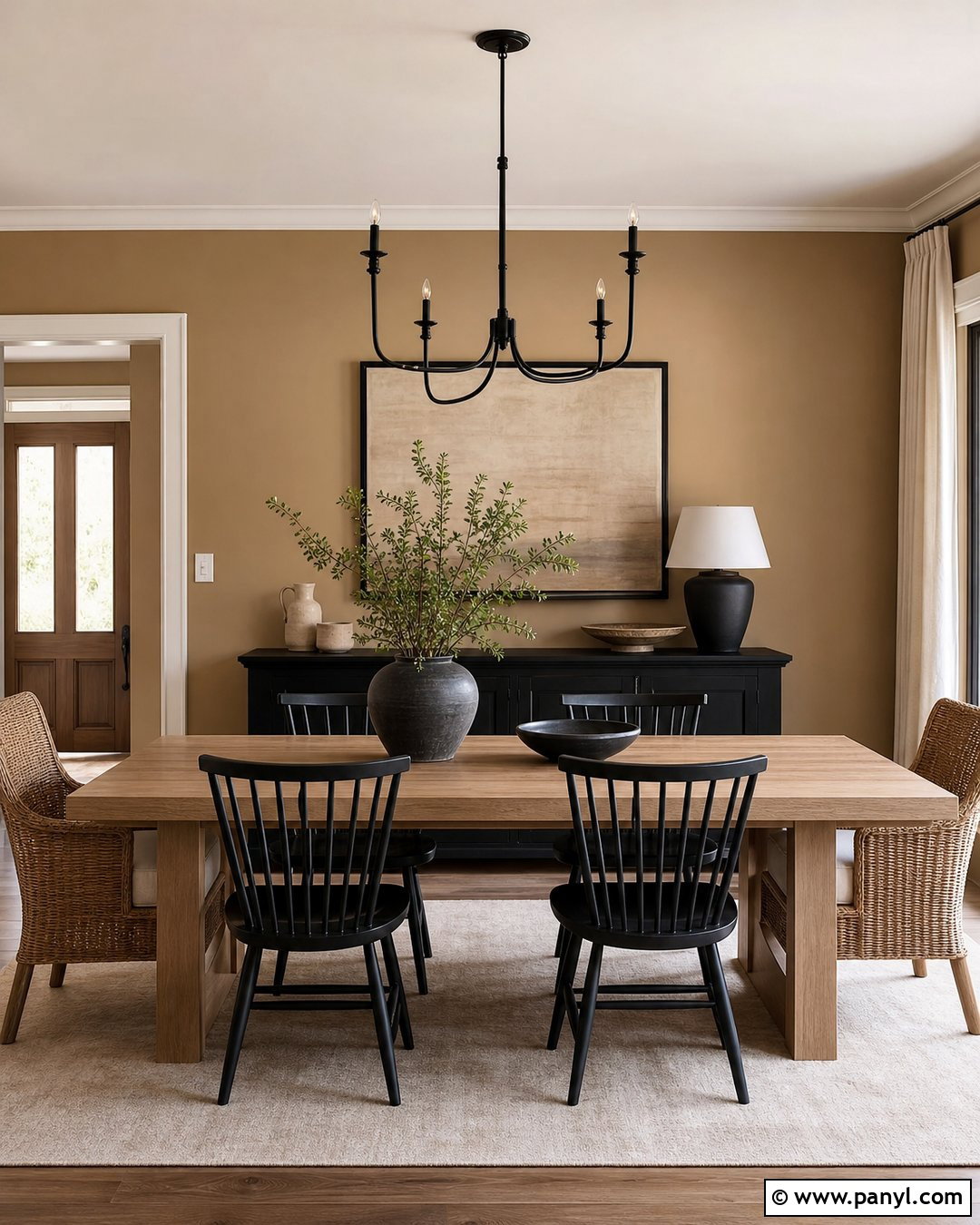 Natural Tan Dining Room With Black Accents - 25 Natural Tan Sherwin Williams Walls