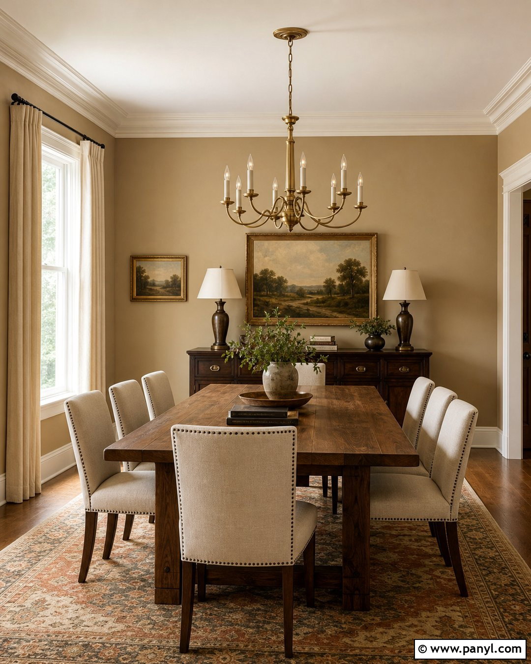 Natural Tan Dining Room With Dark Wood - 25 Natural Tan Sherwin Williams Walls