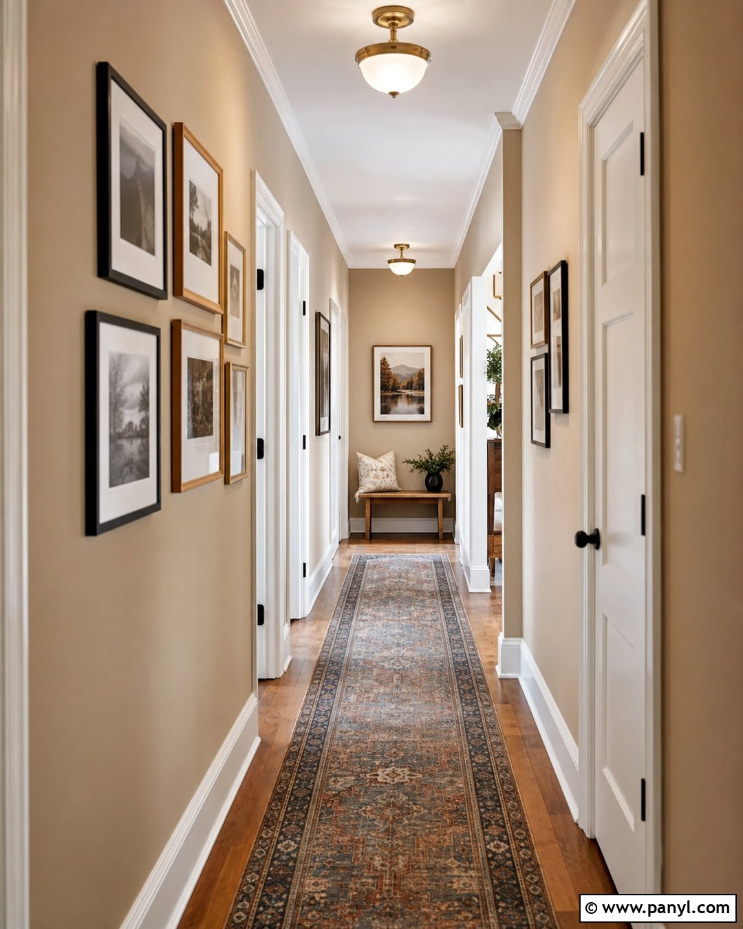 Natural Tan Hallway Gallery Wall - 25 Natural Tan Sherwin Williams Walls