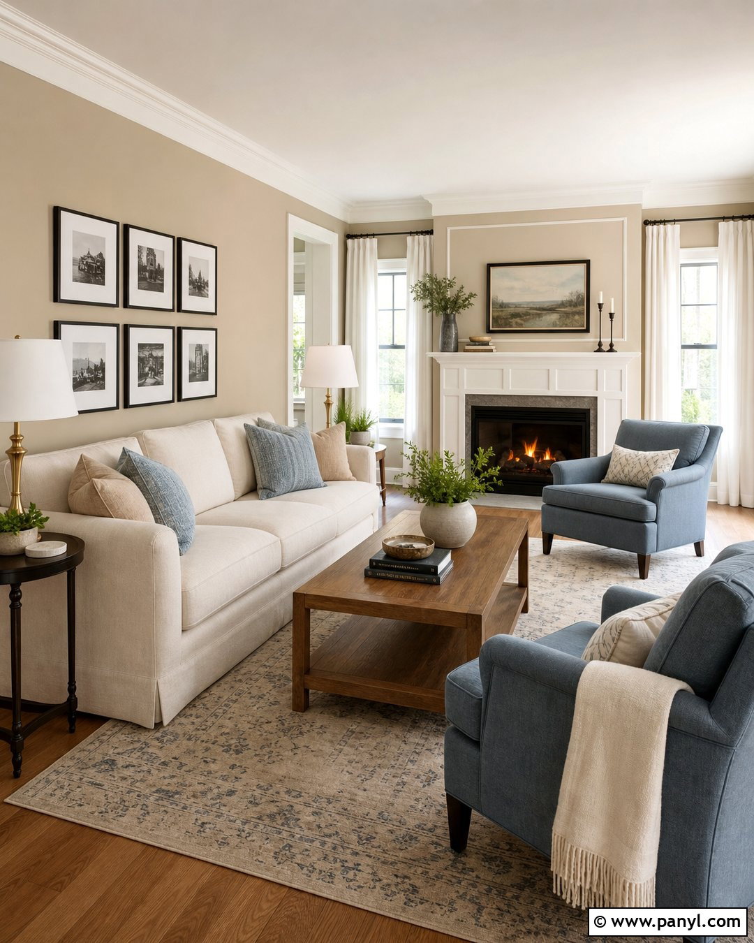 Natural Tan Living Room With Alabaster Trim - 25 Natural Tan Sherwin Williams Walls