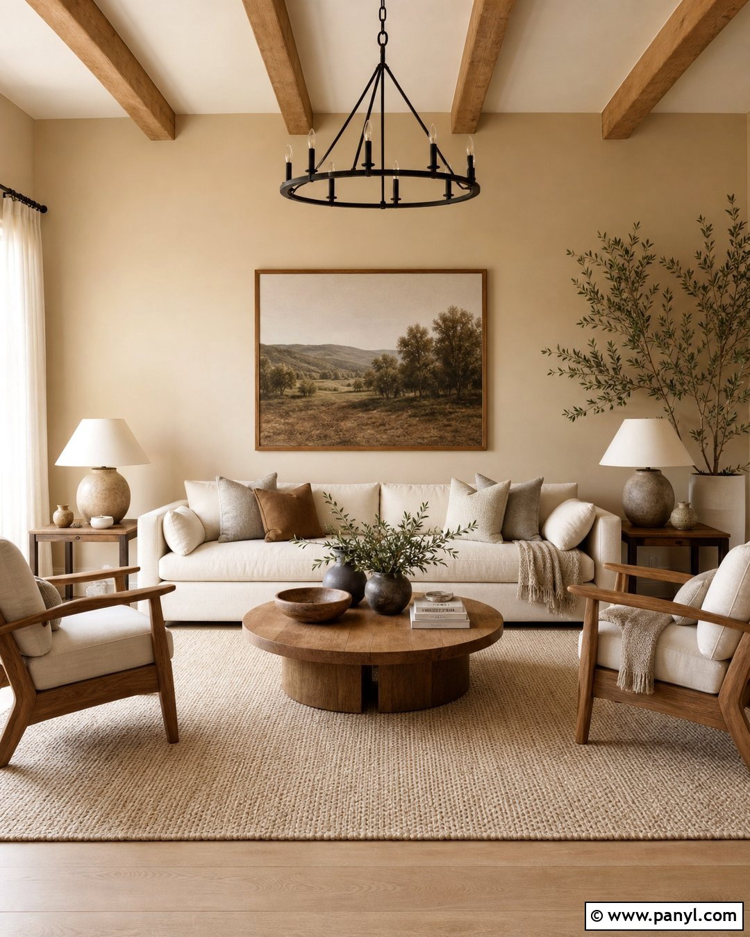 Natural Tan Living Room With Oak Furniture - 25 Natural Tan Sherwin Williams Walls