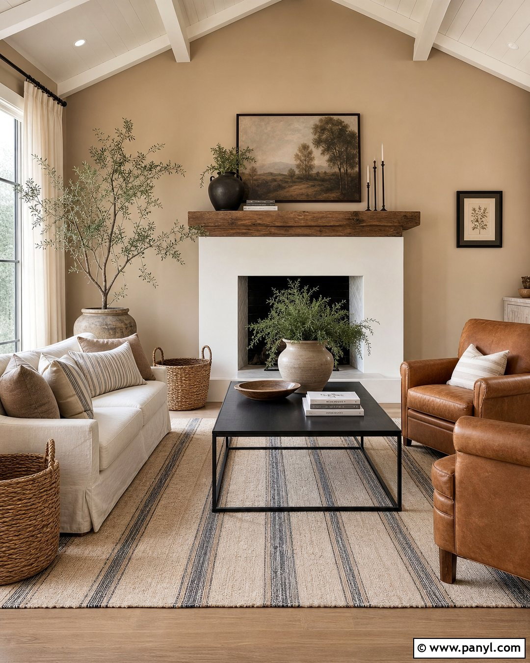 Natural Tan Modern Farmhouse Living Room - 25 Natural Tan Sherwin Williams Walls