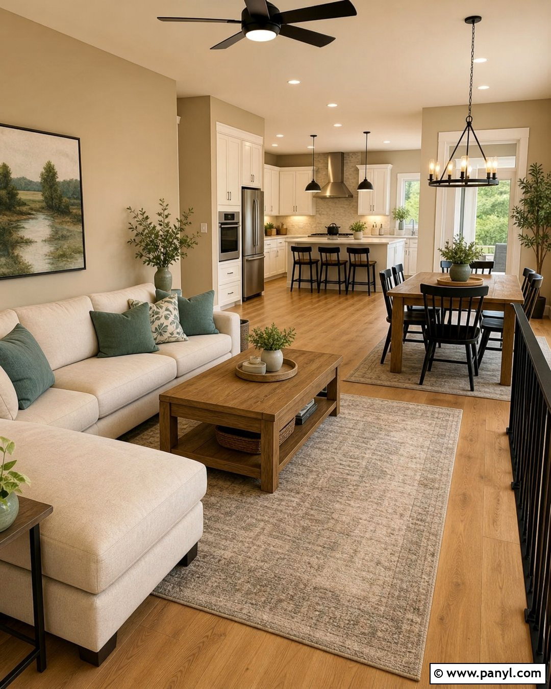 Natural Tan Open Concept Living Space - 25 Natural Tan Sherwin Williams Walls