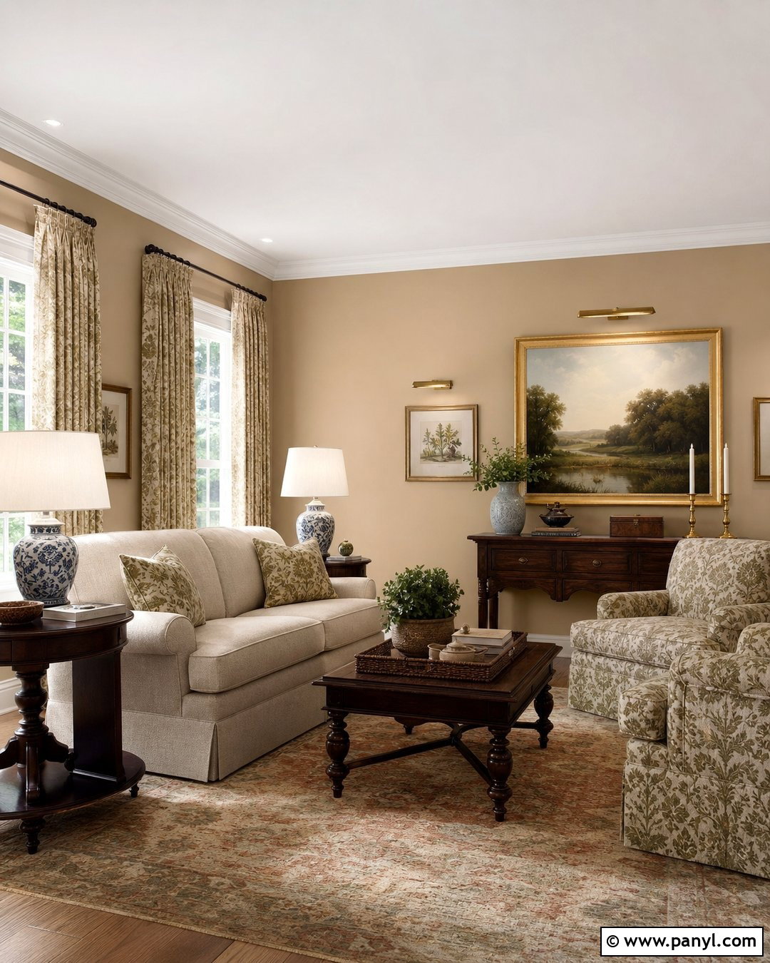 Natural Tan Traditional Living Room - 25 Natural Tan Sherwin Williams Walls
