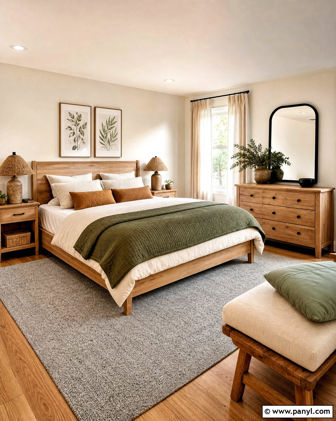 Natural Wood Bedroom With Grey Carpet - 20 bedroom ideas grey carpet ideas