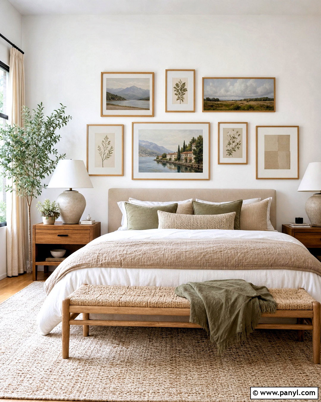 Natural Wood Frame Gallery Wall - 20 white wall decor ideas