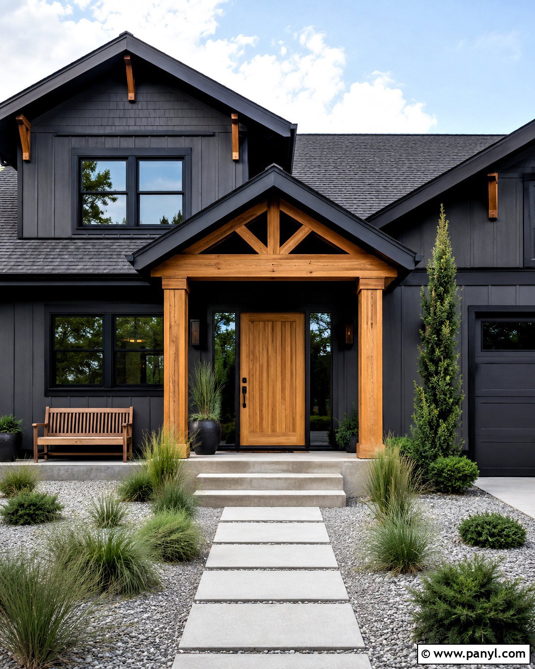 Natural Wood Front Door - 20 door colors for gray house ideas