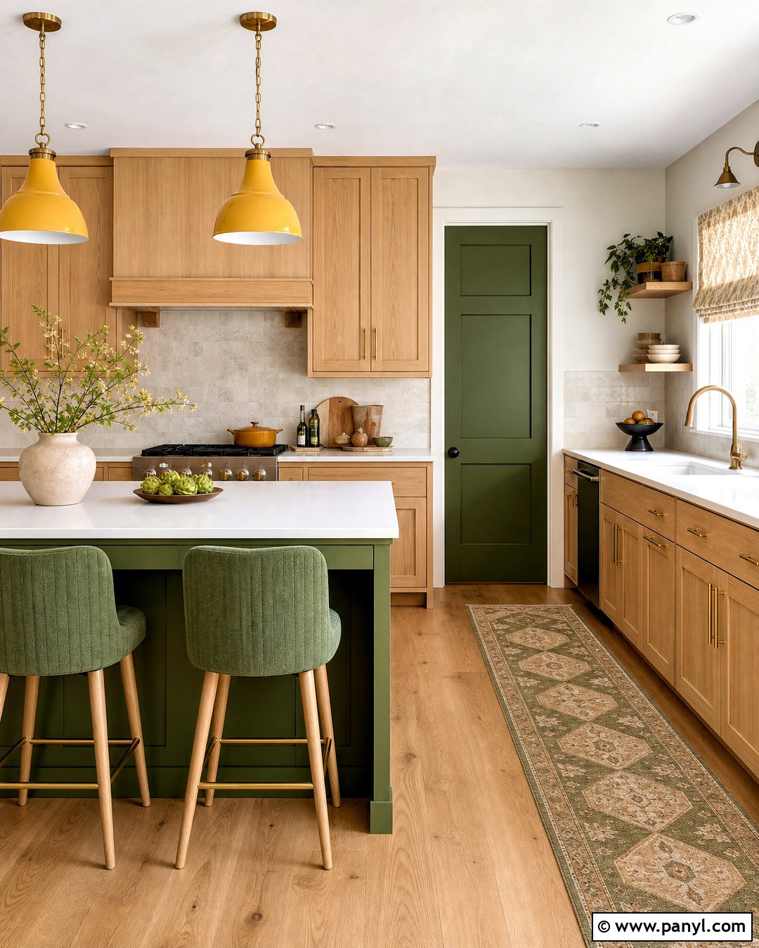 Natural Wood Kitchen With Green And Yellow Accents - 20 green and yellow kitchen ideas