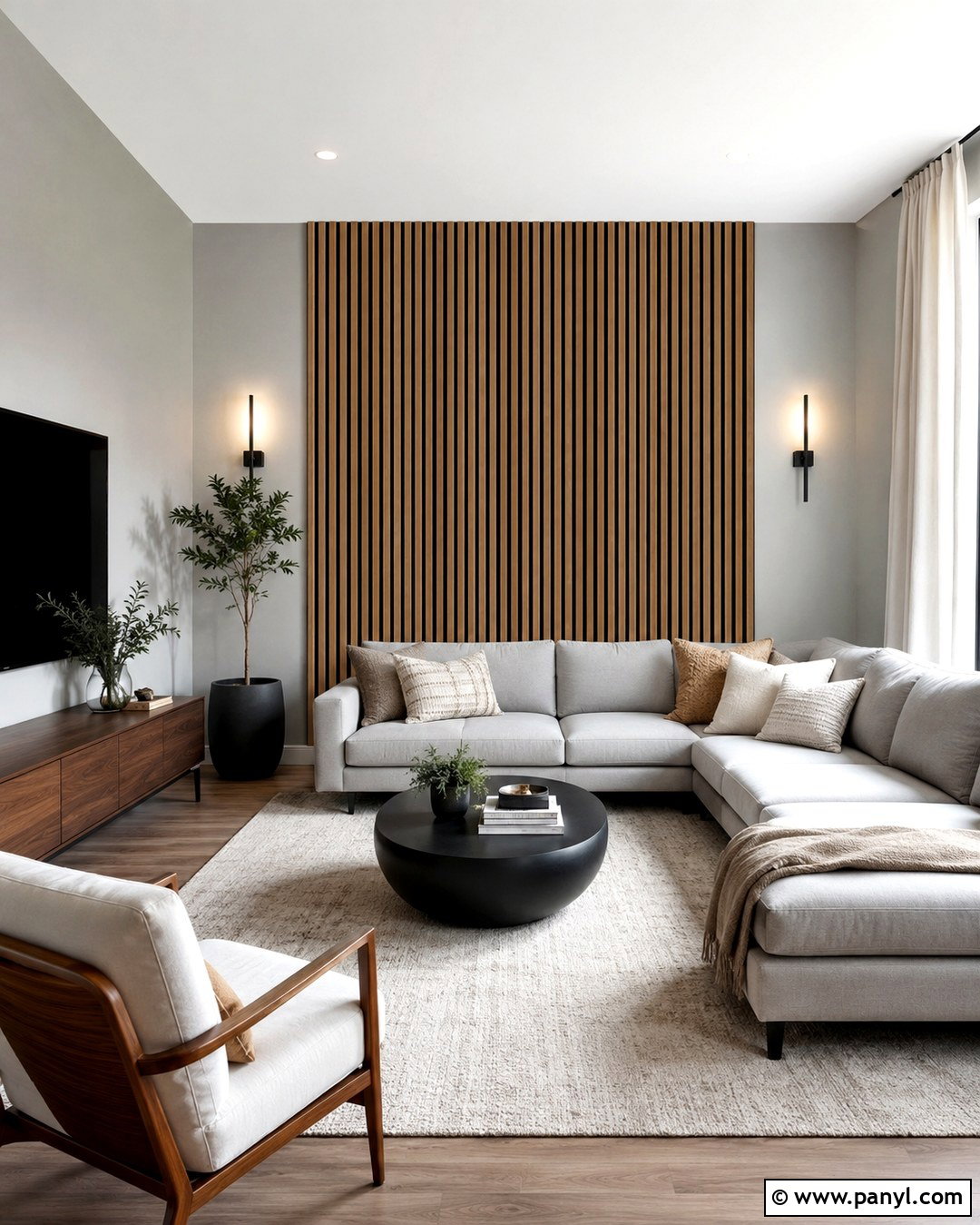 Natural Wood Slat Accent Wall - 20 Accent Wall To Go With Gray Walls