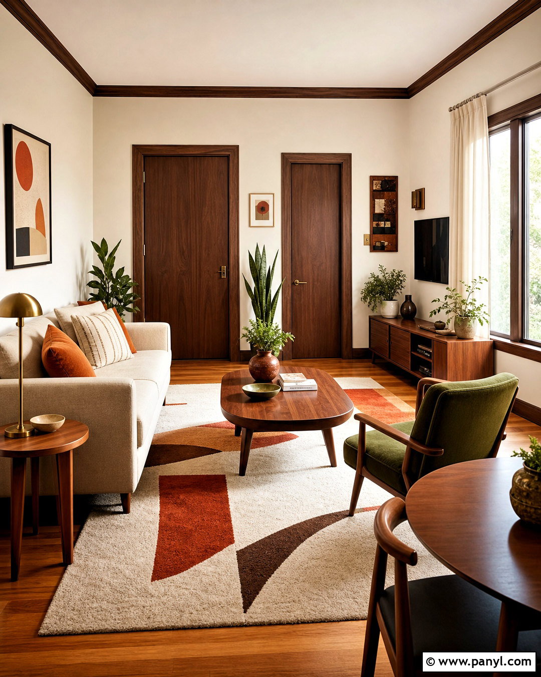 Natural Wood Trim Midcentury Living Room - 20 natural wood trim interior ideas