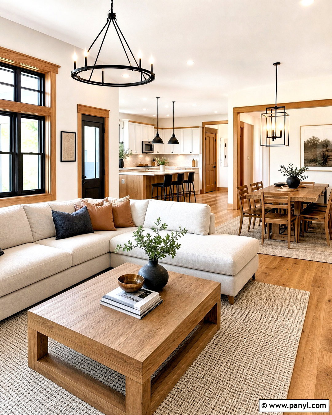 Natural Wood Trim Open Concept Interior - 20 natural wood trim interior ideas