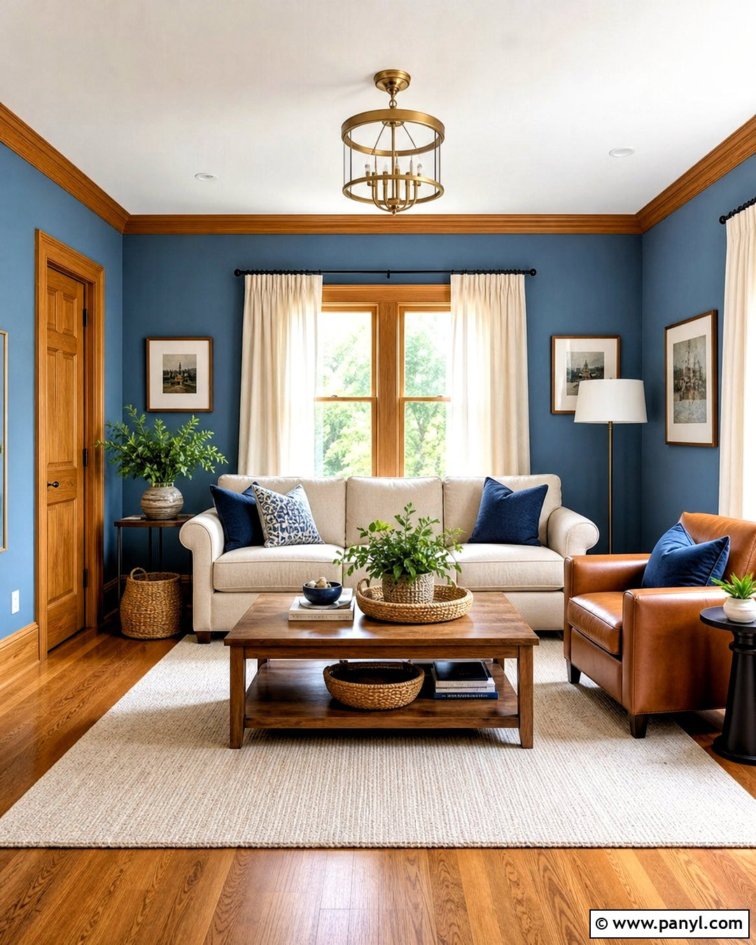 Natural Wood Trim With Blue Walls - 20 natural wood trim interior ideas