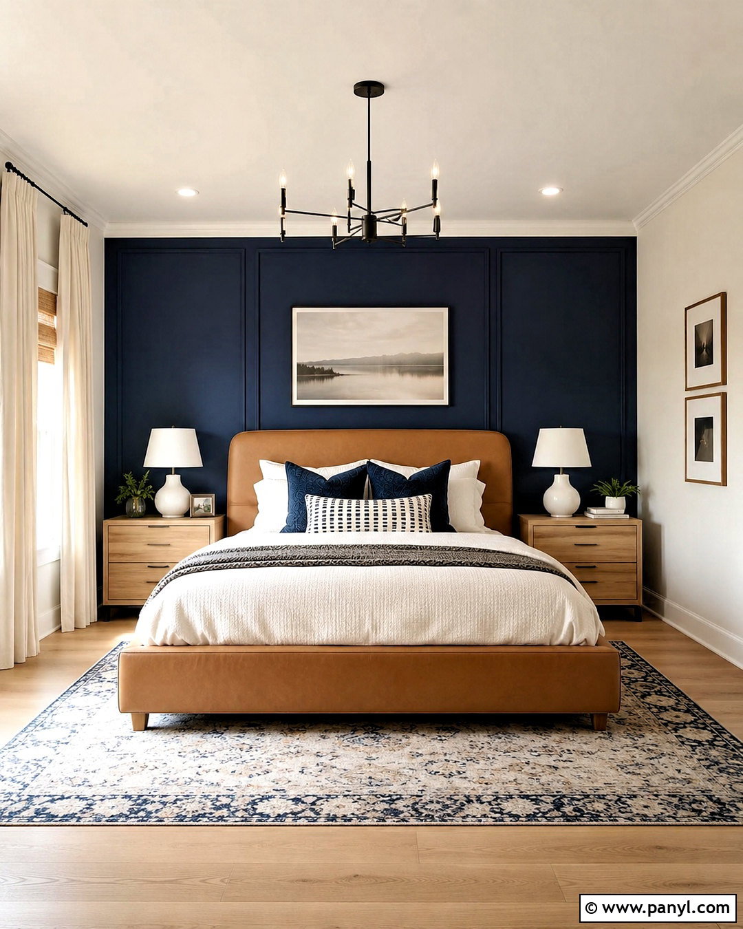 Navy Accent Wall Bedroom - 20 dark wall bedroom ideas