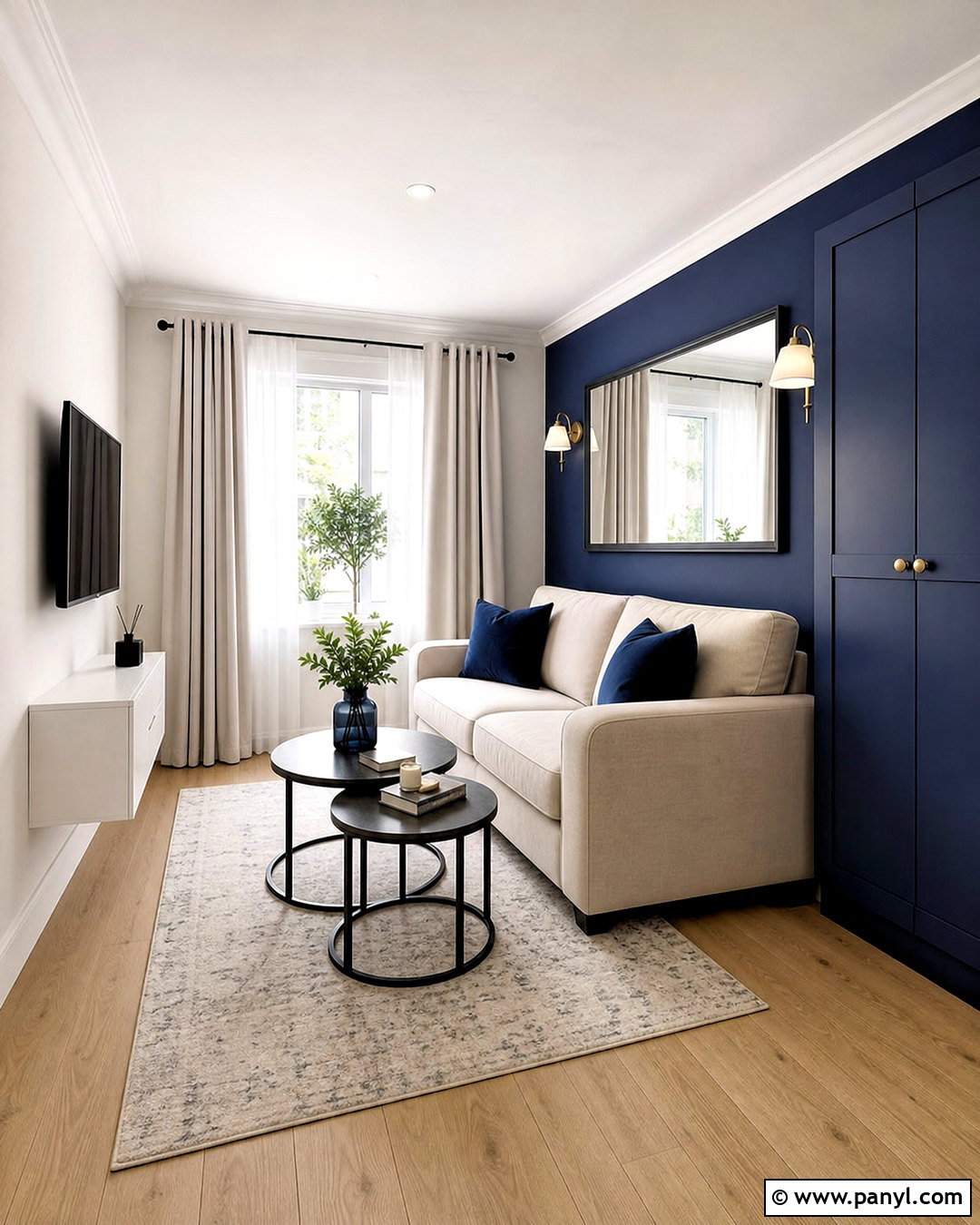 Navy Accent Wall In Small Living Room - 20 navy accent wall living room ideas