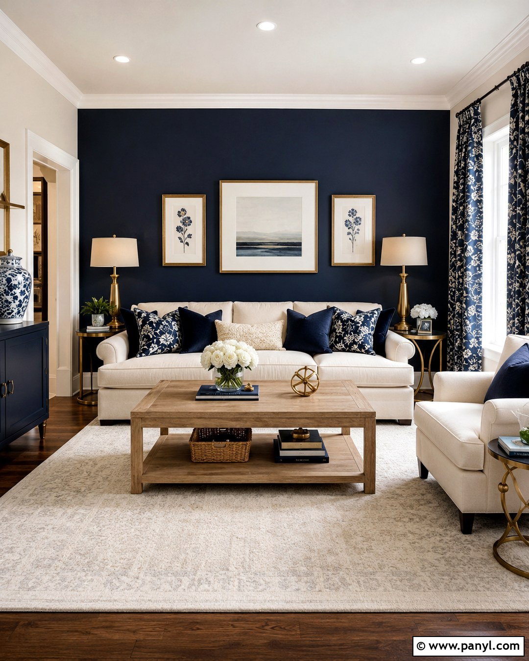 Navy Accent Wall With Cream Walls - 20 Navy And Cream Walls