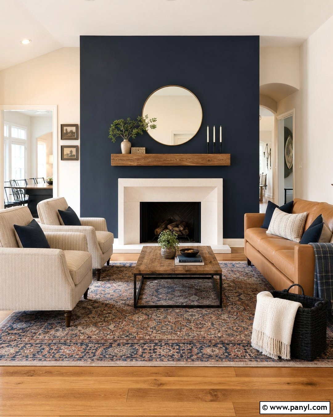 Navy Accent Wall With Fireplace - 35 Navy Accent Wall Ideas