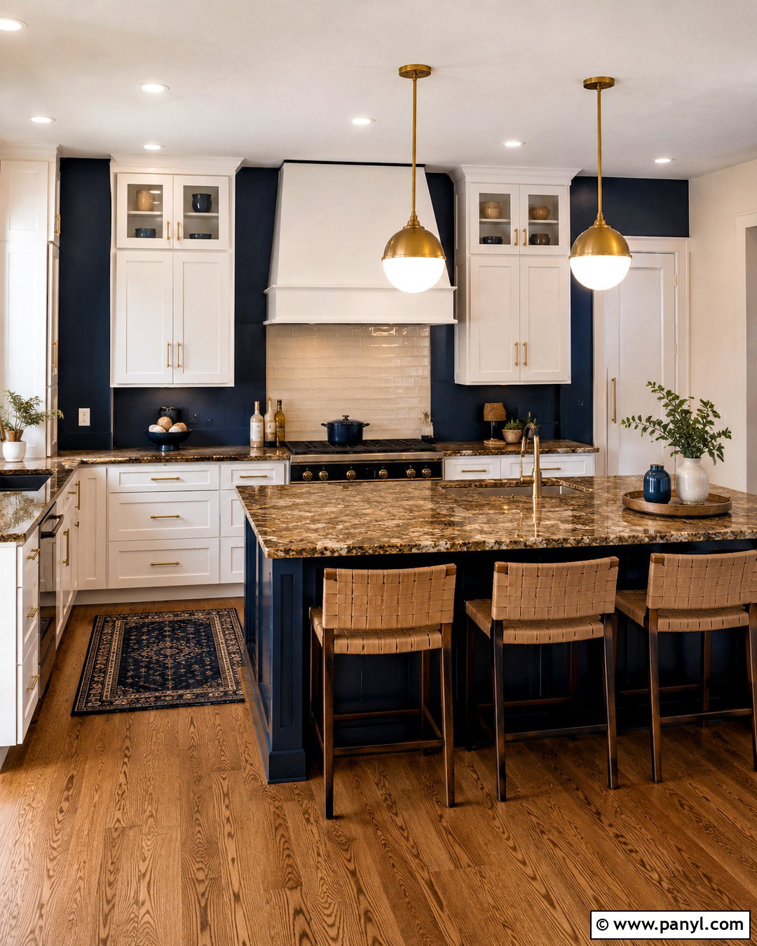 Navy Accent Walls With Brown Granite - 20 What Color Walls Go With Brown Granite Ideas