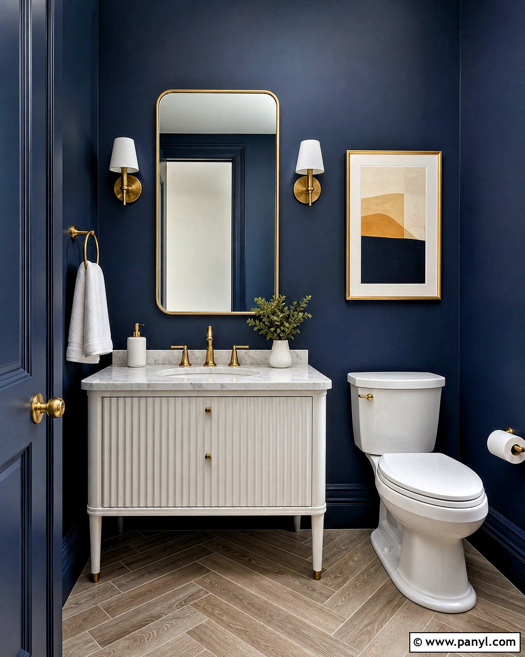 Navy And Brass Half Bathroom - 20 half bathroom inspiration ideas