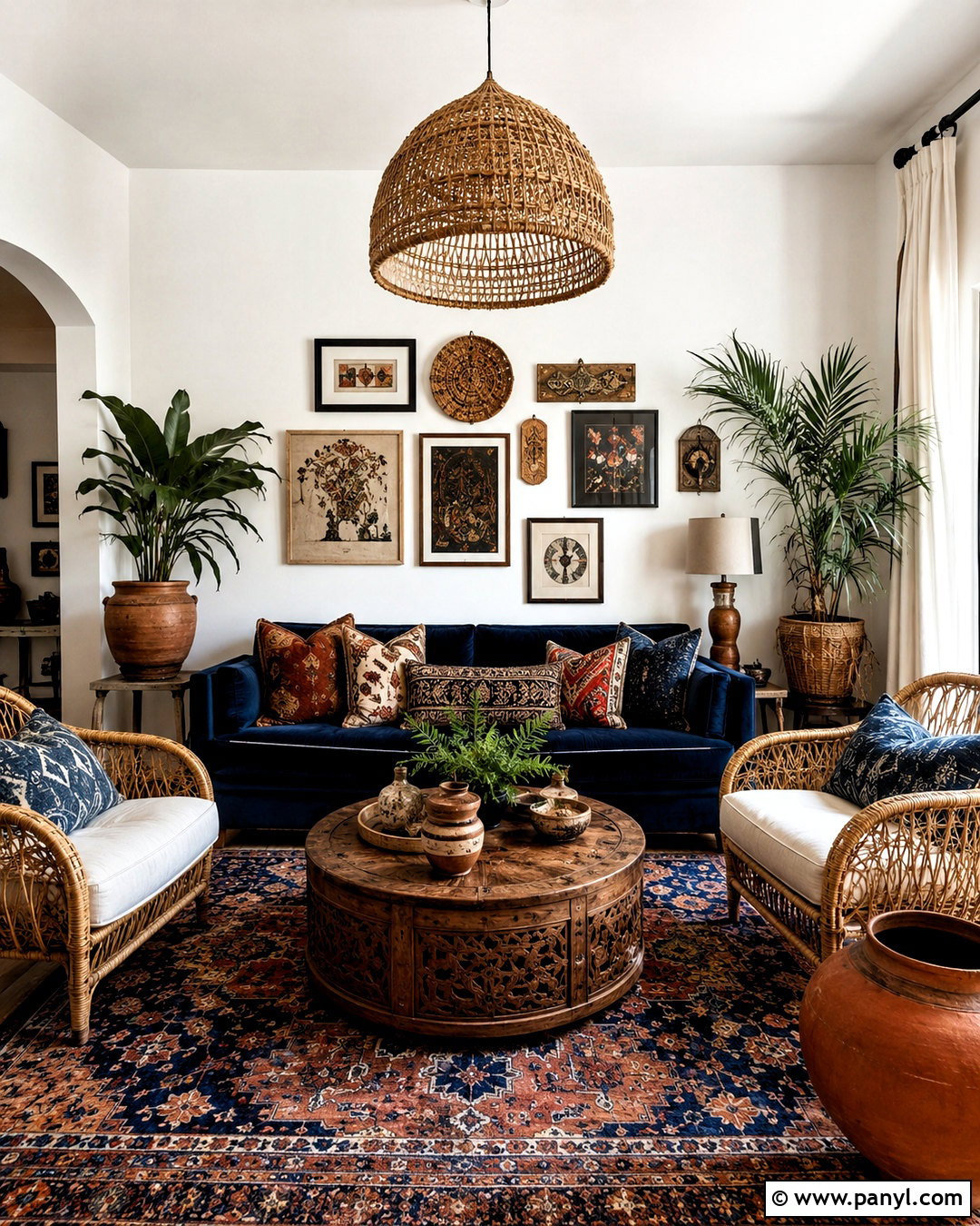 Navy And Brown Boho Living Room - 20 navy blue and brown living room ideas