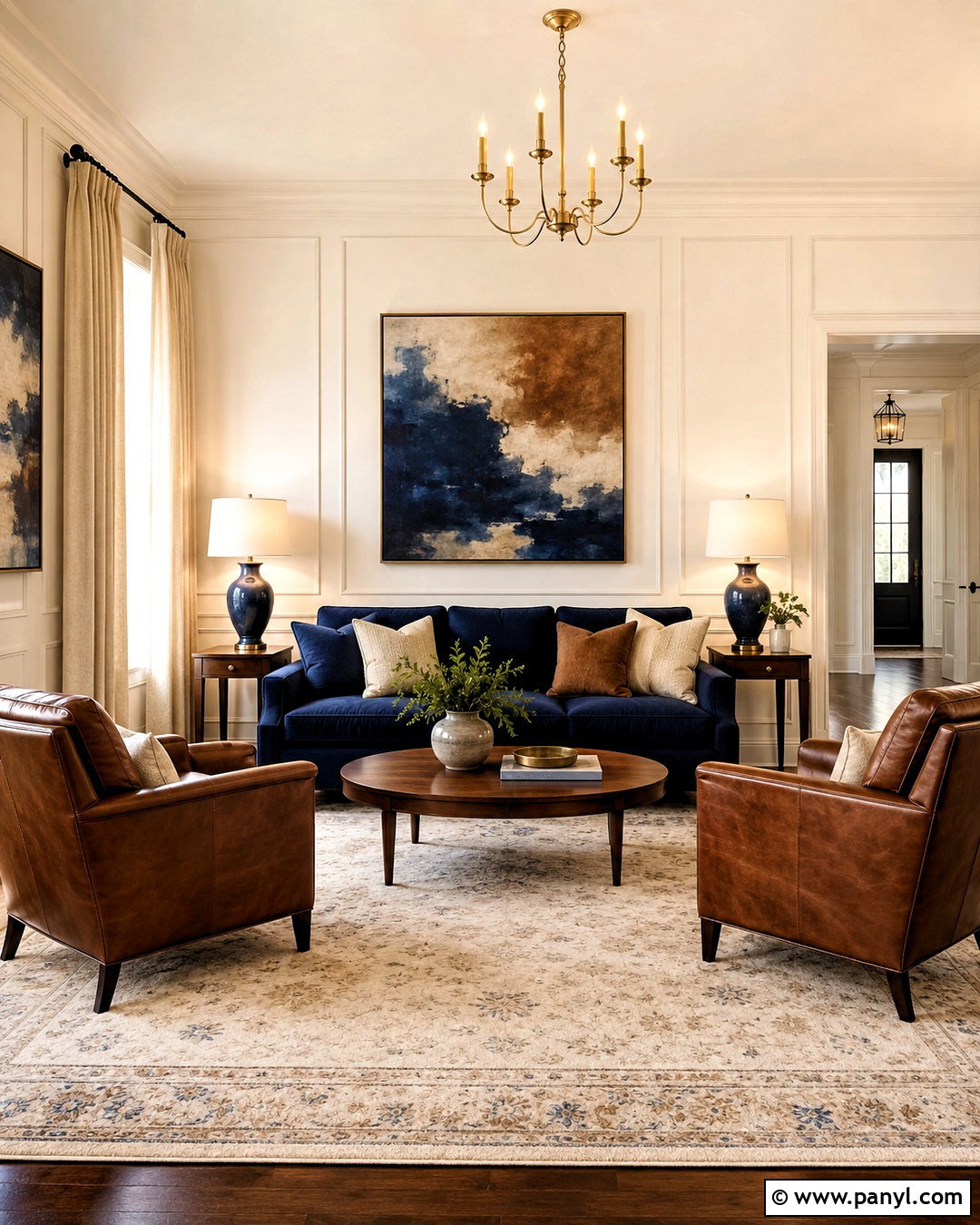 Navy And Brown Transitional Living Room - 20 navy blue and brown living room ideas