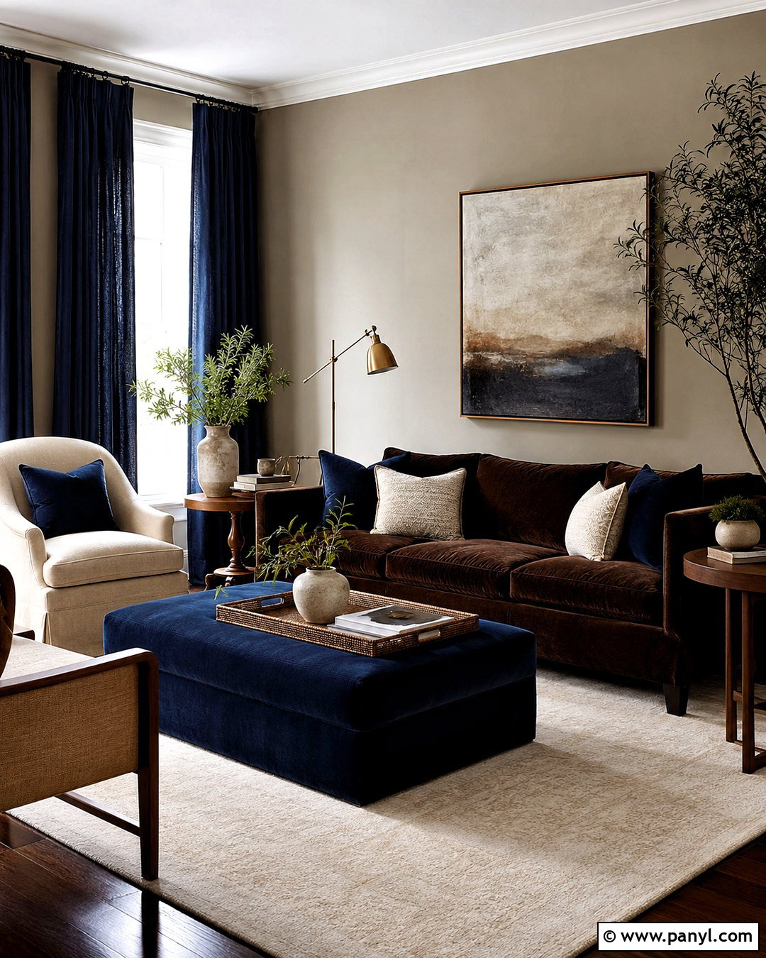 20 Navy Blue and Brown Living Room Ideas for a Warm, Refined Look