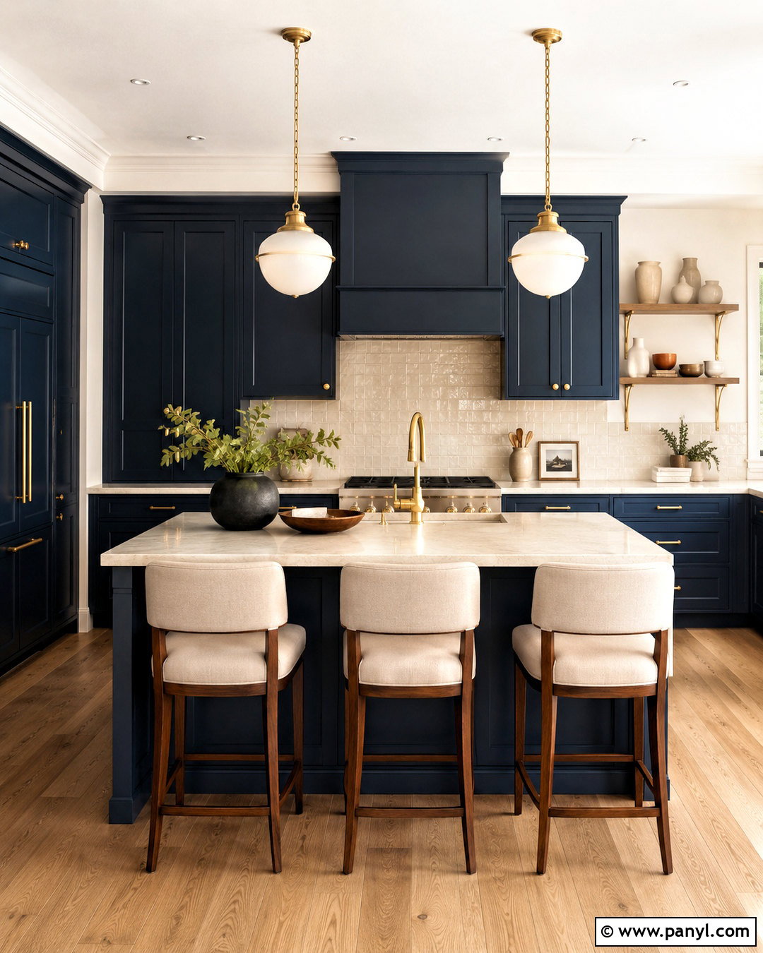 Navy And Cream Kitchen With Brass Hardware - 20 navy and cream kitchen ideas