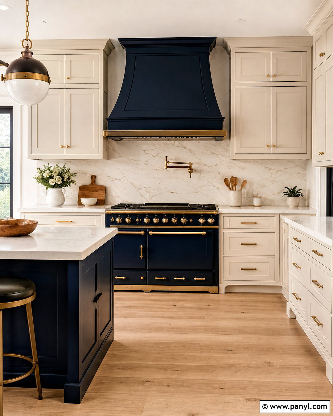 Navy And Cream Kitchen With Statement Range Hood - 20 navy and cream kitchen ideas
