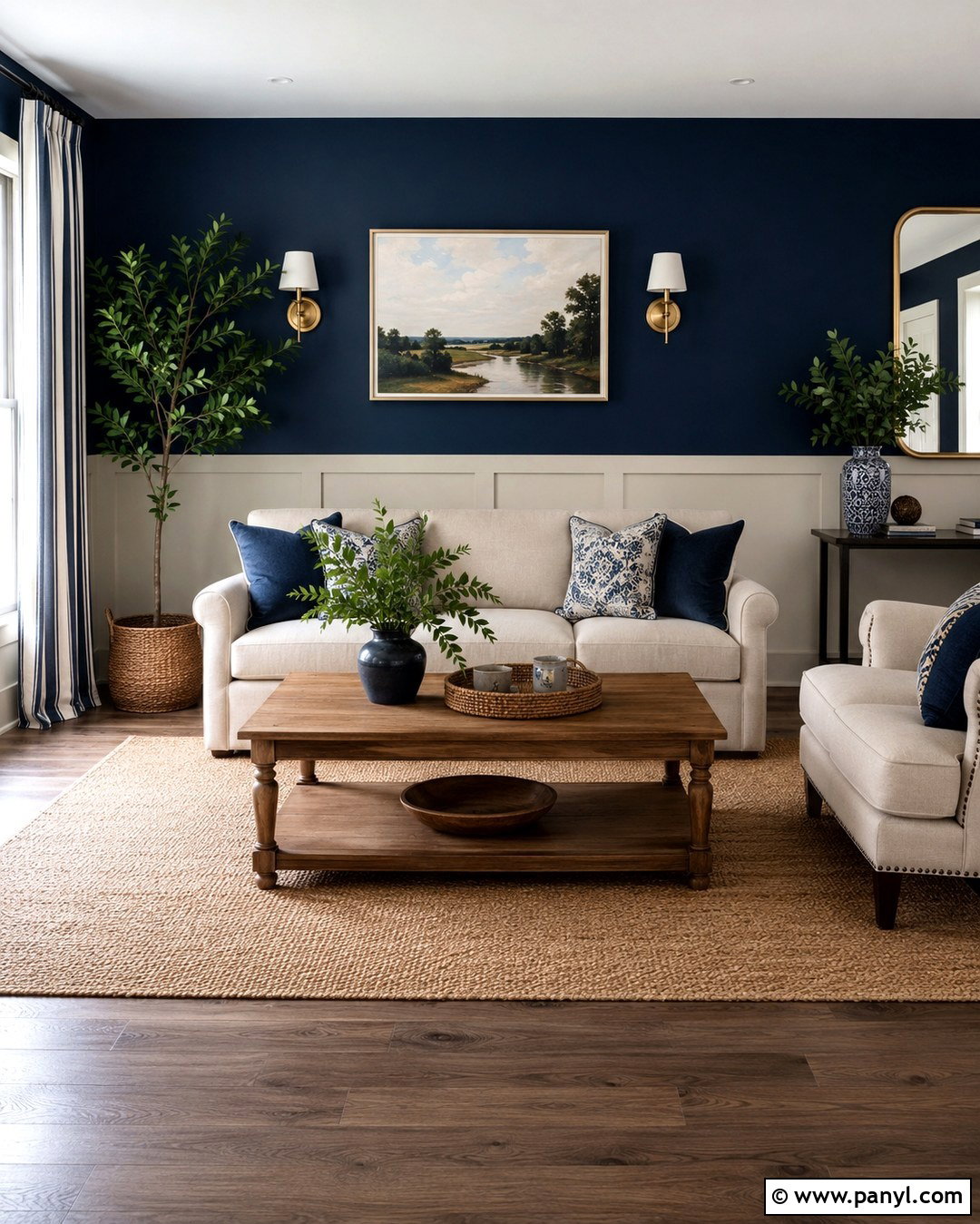 Navy And Cream Living Room Walls - 20 Two Tone Walls Dark On Top Ideas