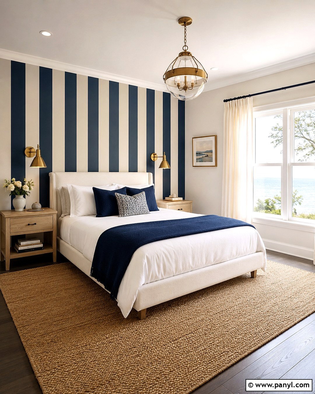 Navy And Cream Striped Walls - 20 Navy And Cream Walls