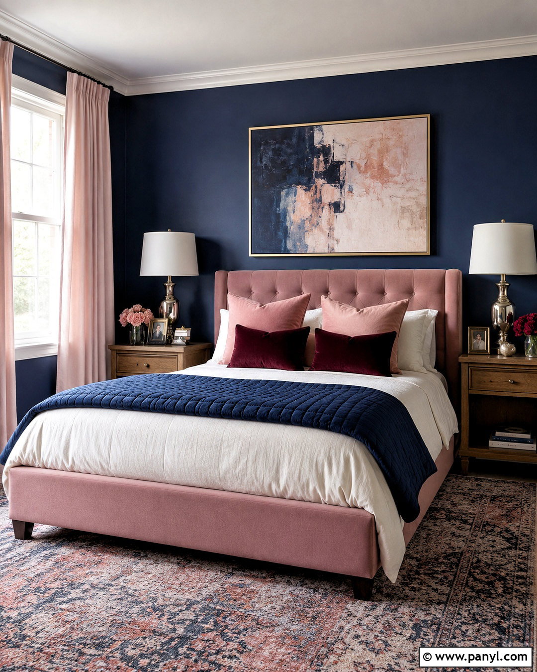 Navy And Dusty Pink Bedroom - 20 moody pink bedroom ideas