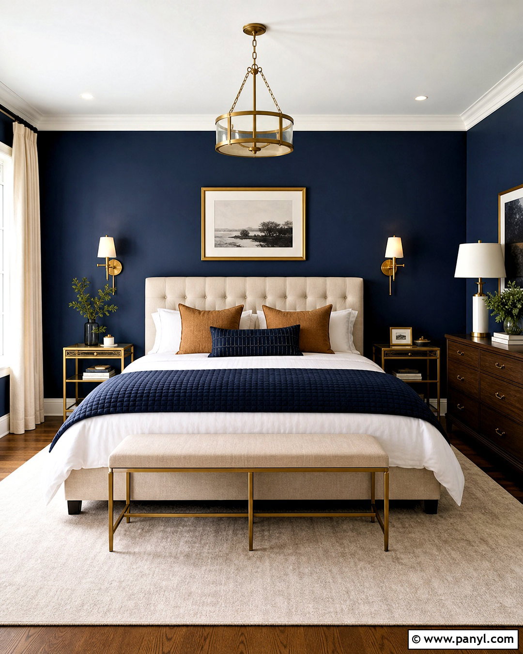 Navy And Gold Bedroom - 20 gold interior design ideas