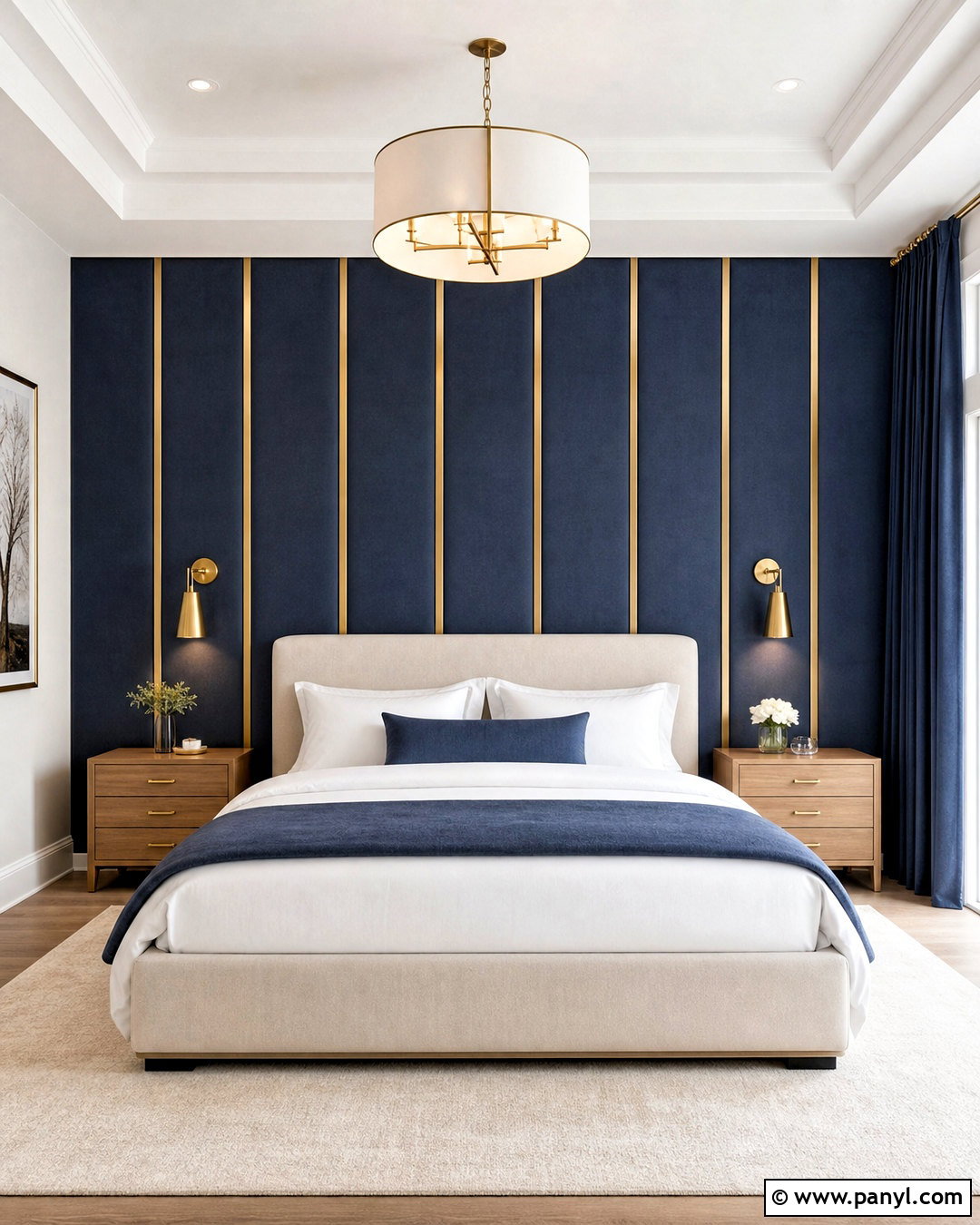 Navy And Gold Feature Wall - 20 gold feature wall ideas