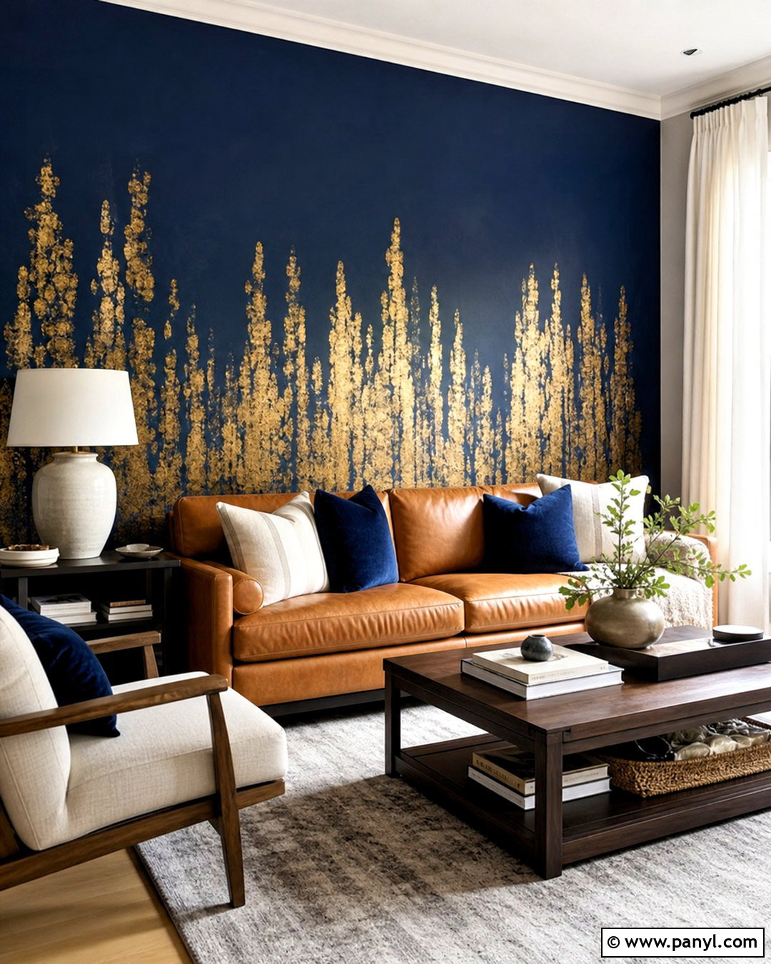 Navy And Gold Leaf Wall - 20 gold leaf wall ideas